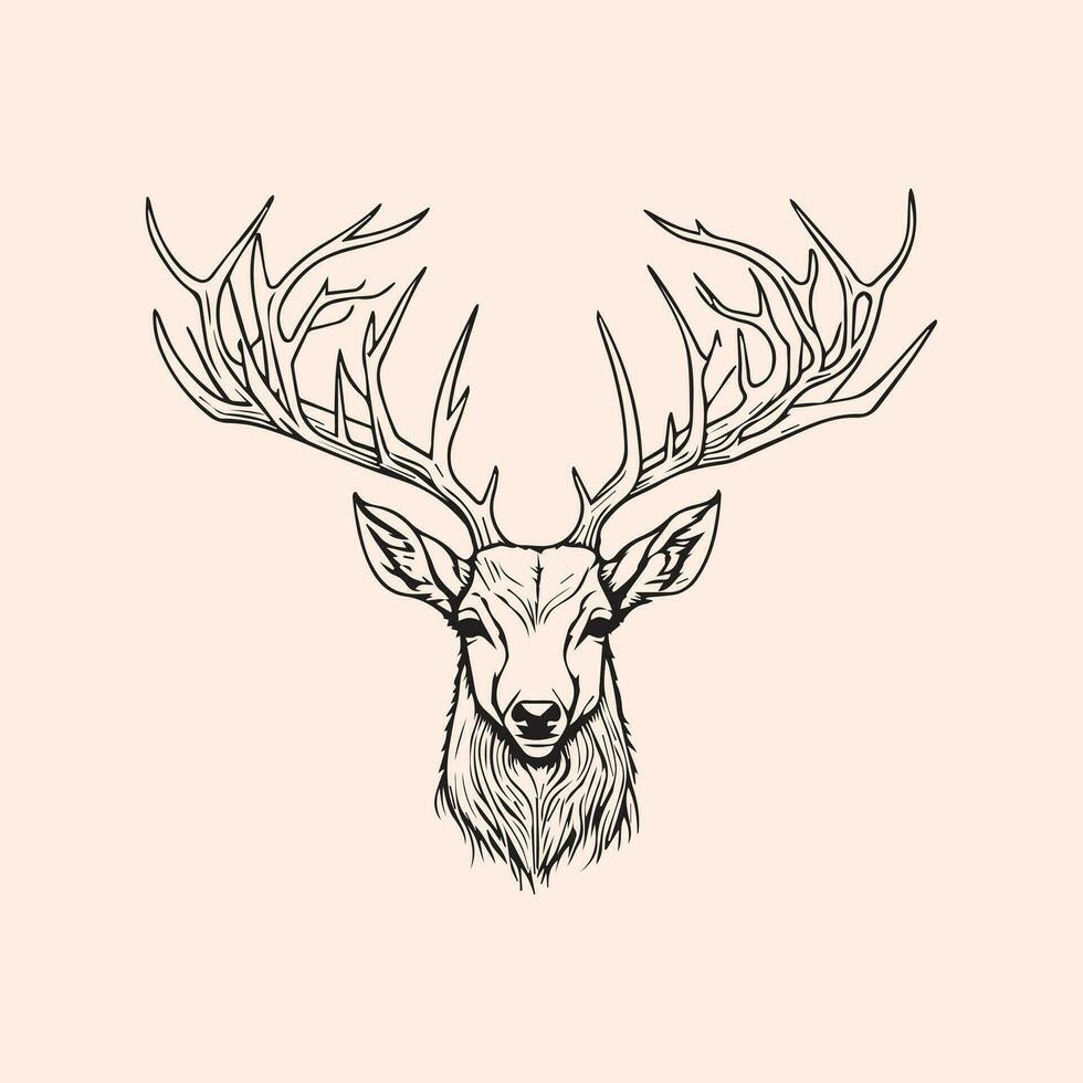 Hunting illustration hand drawn design, hunting design. hunting vector, deer head vector