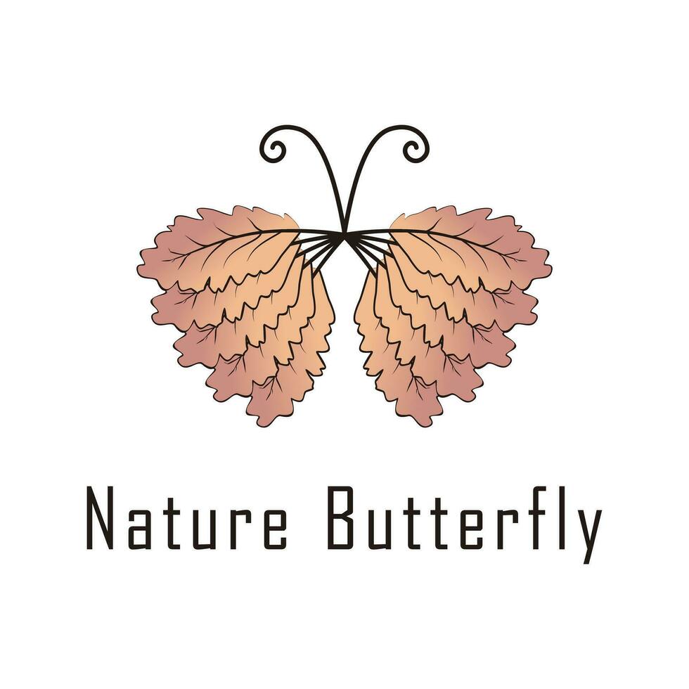 Butterfly logo concept with leaf, nature butterfly. vector