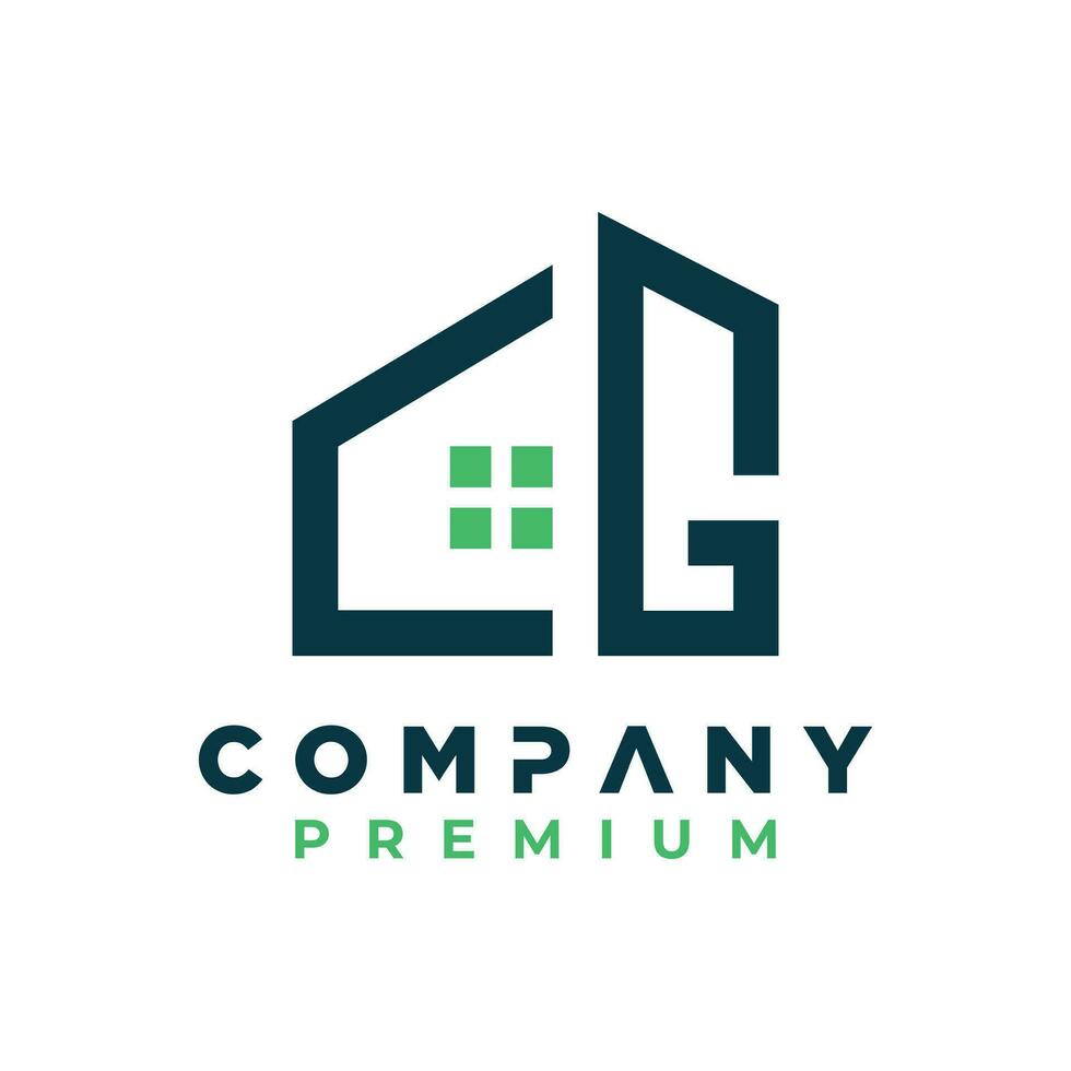monogram letter cg cc real estate logo design vector