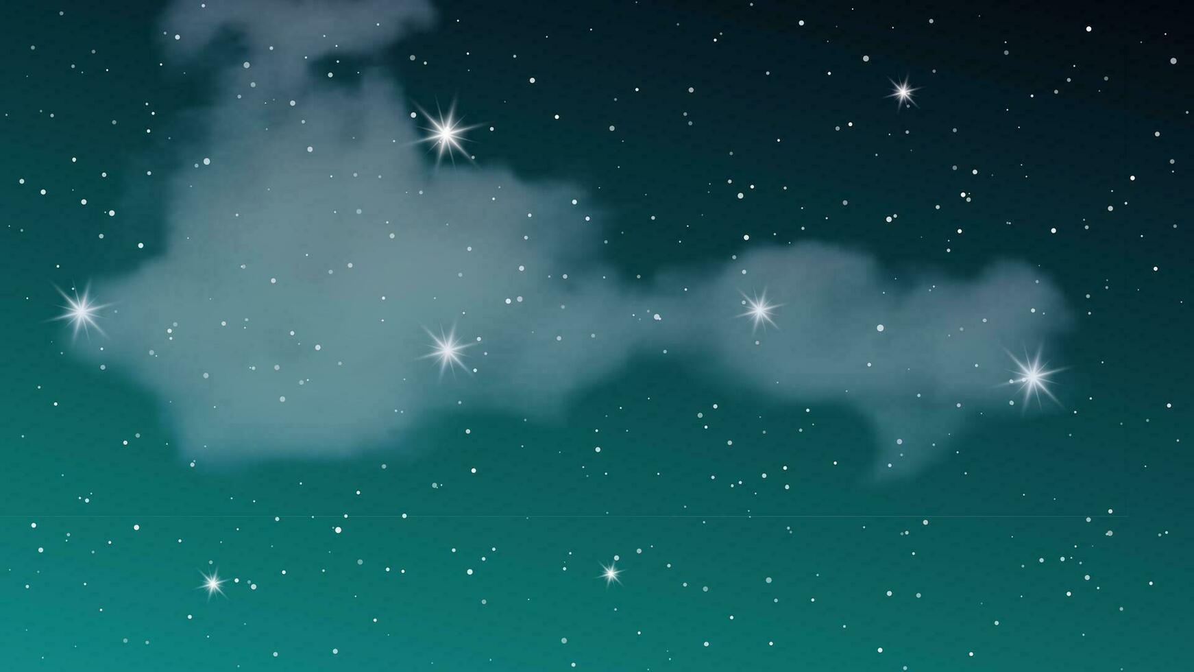 cielo nocturno con nubes y muchas estrellas. fondo de naturaleza abstracta con polvo de estrellas en el universo profundo. ilustración vectorial vector