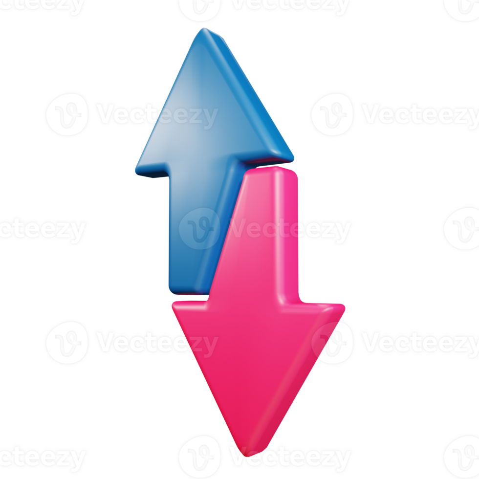 up down object in isolated 3d rendering with transparent background png