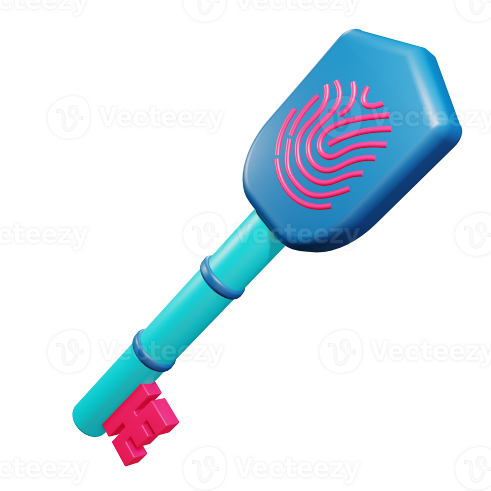 fingerprint on key object in isolated 3d rendering with transparent background png