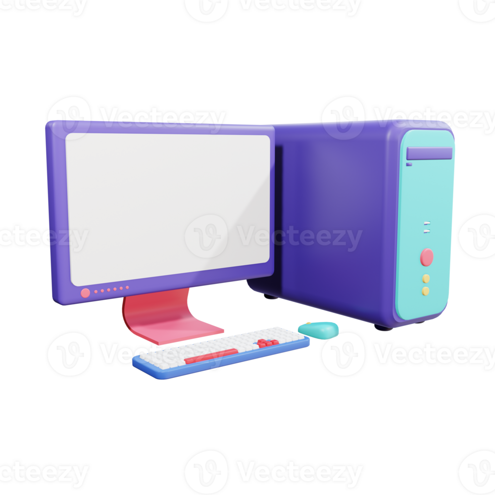 3D Computer Desktop Object with Transparent Background png