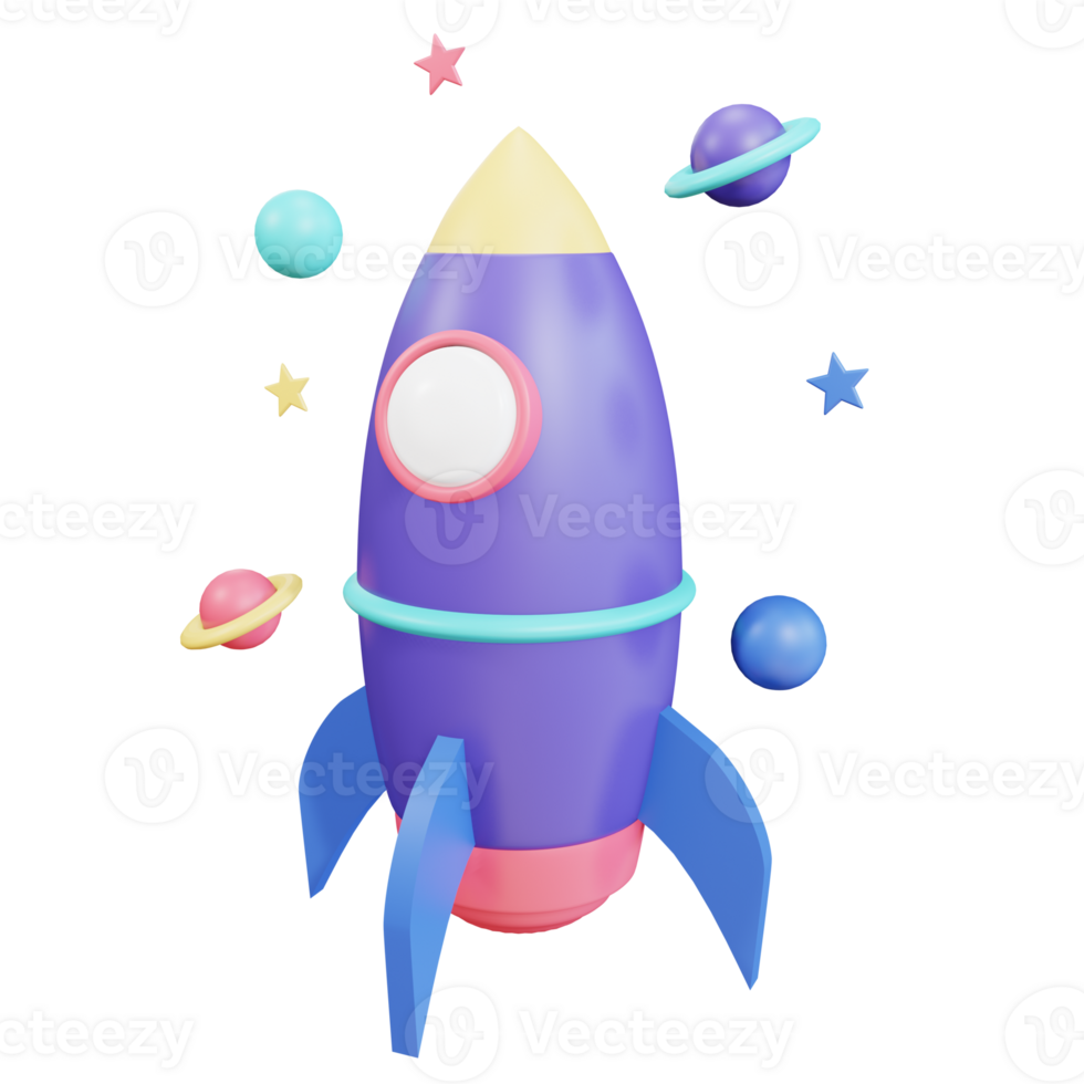 Rocket 3d Render object with transparent background png