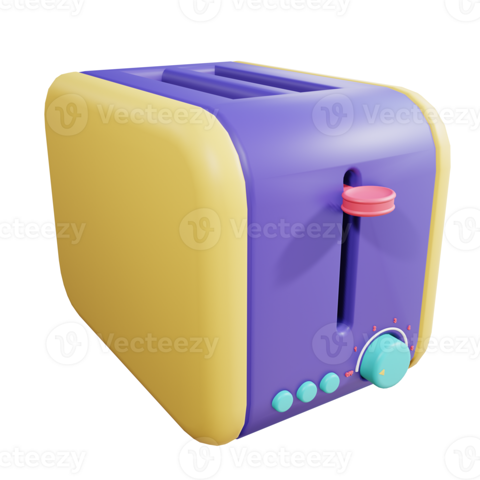 Toaster 3d Render object with transparent background png