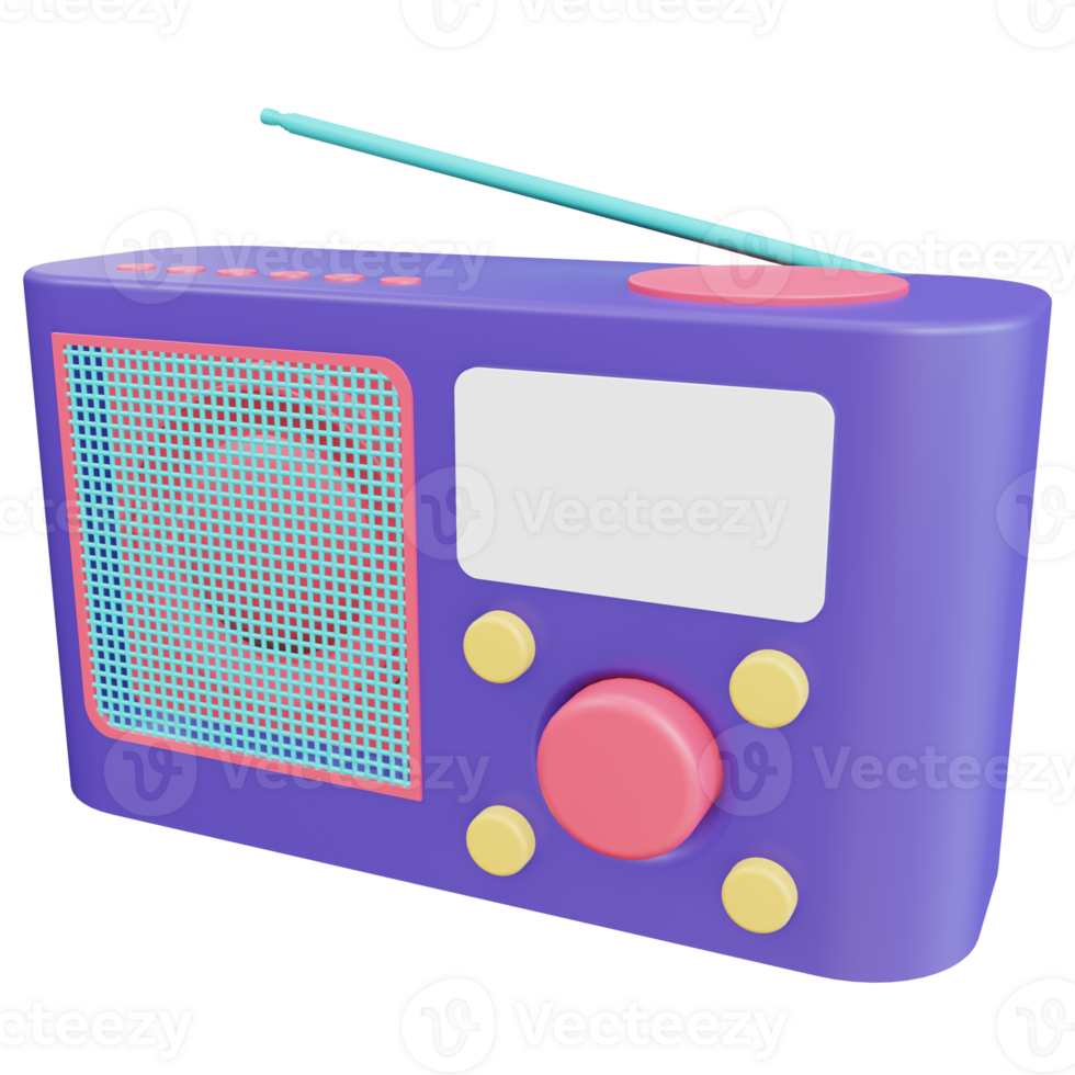 Old Radio 3d Render object with transparent background png