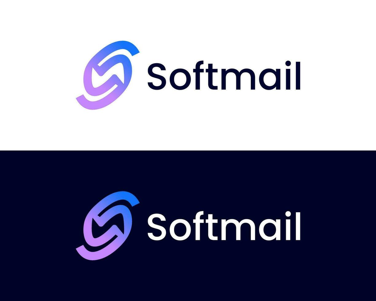 Letter s with mail sign modern logo design template vector