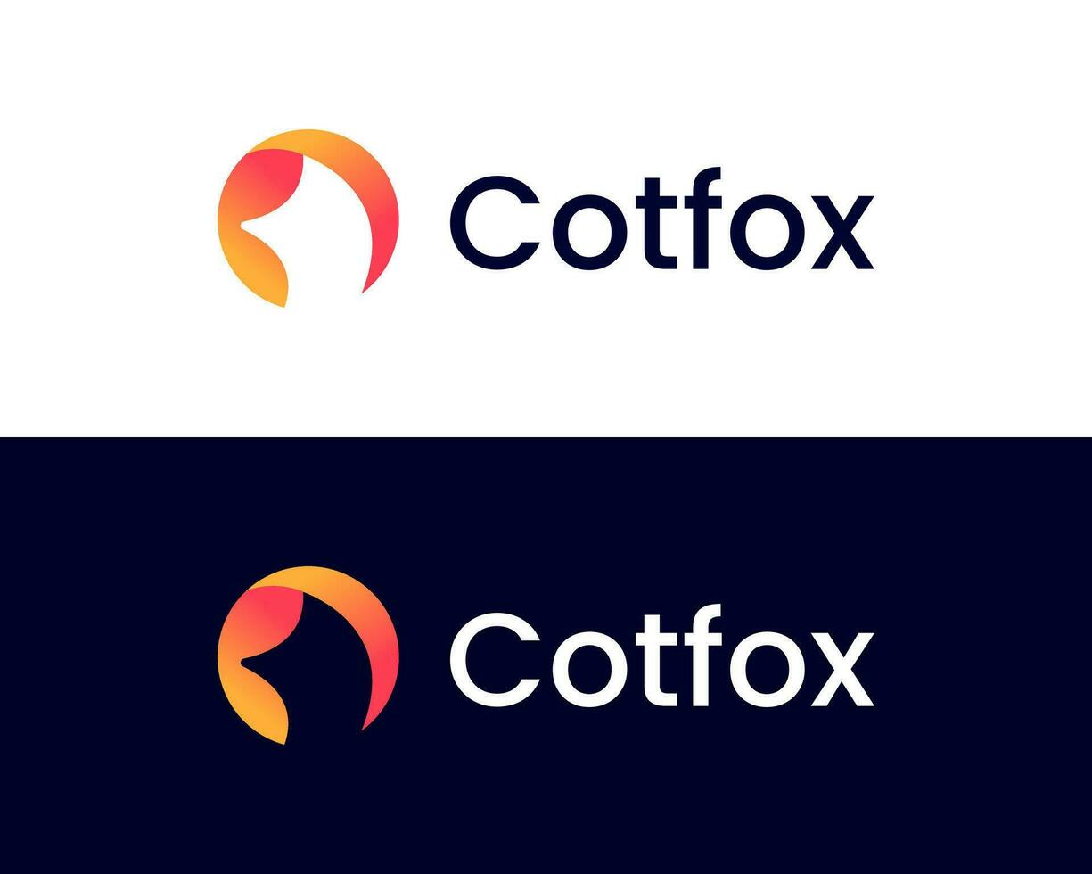 Letter c with fox animal modern business logo design template vector