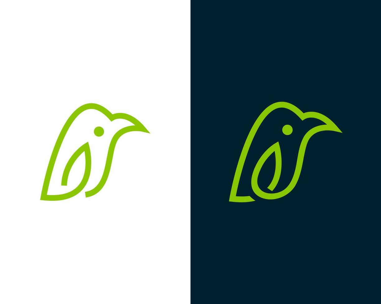 sencillo pájaro con hoja icono logo diseño modelo vector