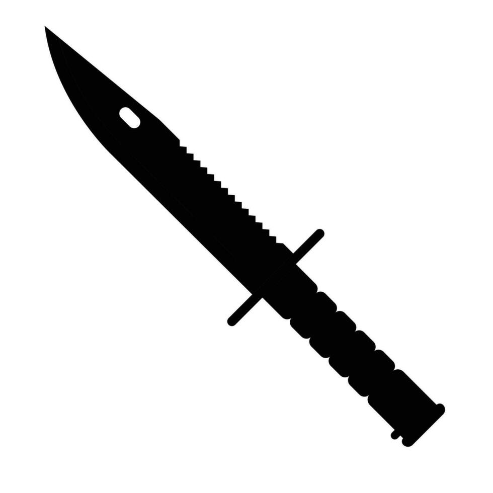 Survival Knife Silhouette. Black and White Icon Design Elements on Isolated White Background vector