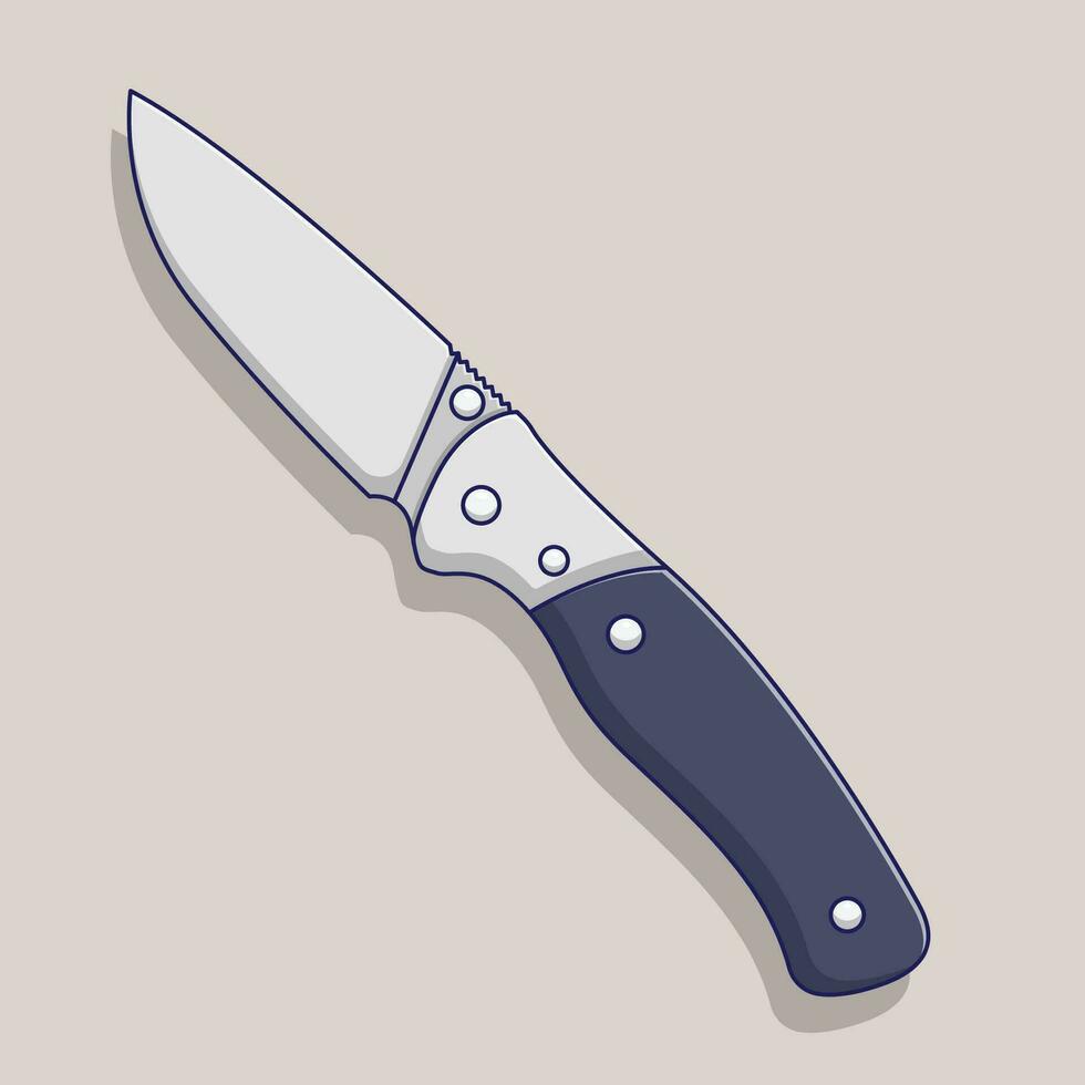 Survival Knife Vector Icon Illustration with Outline for Design Element, Clip Art, Web, Landing page, Sticker, Banner. Flat Cartoon Style