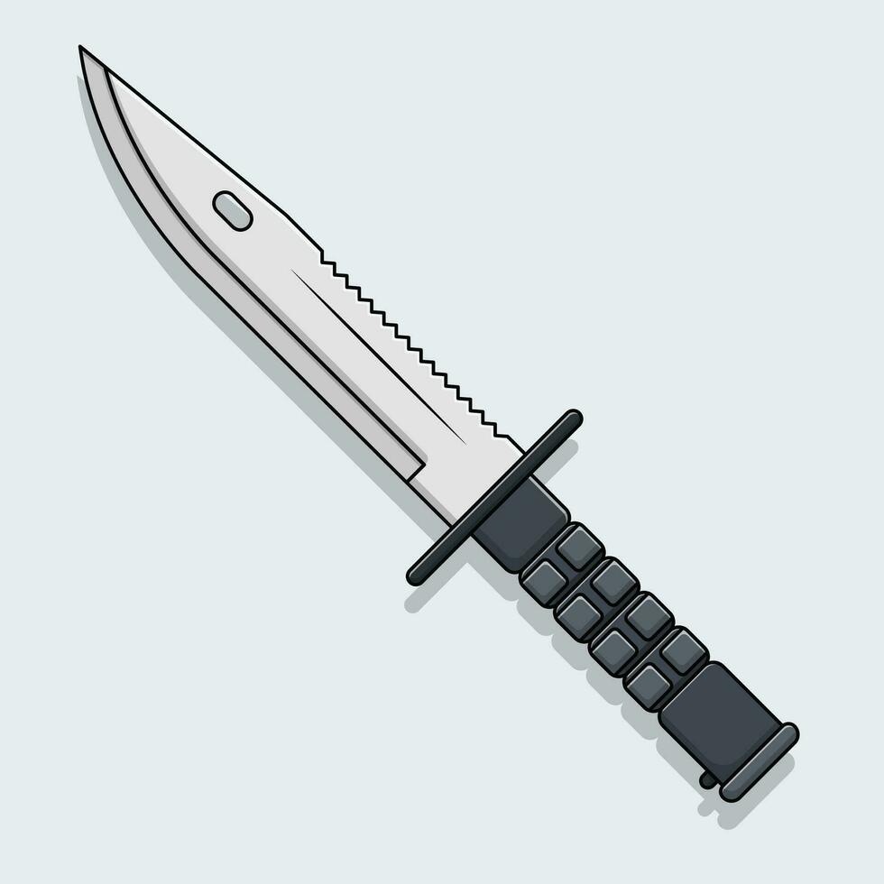 Survival Knife Vector Icon Illustration with Outline for Design Element, Clip Art, Web, Landing page, Sticker, Banner. Flat Cartoon Style