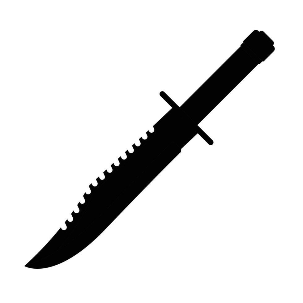 Survival Knife Silhouette. Black and White Icon Design Elements on Isolated White Background vector