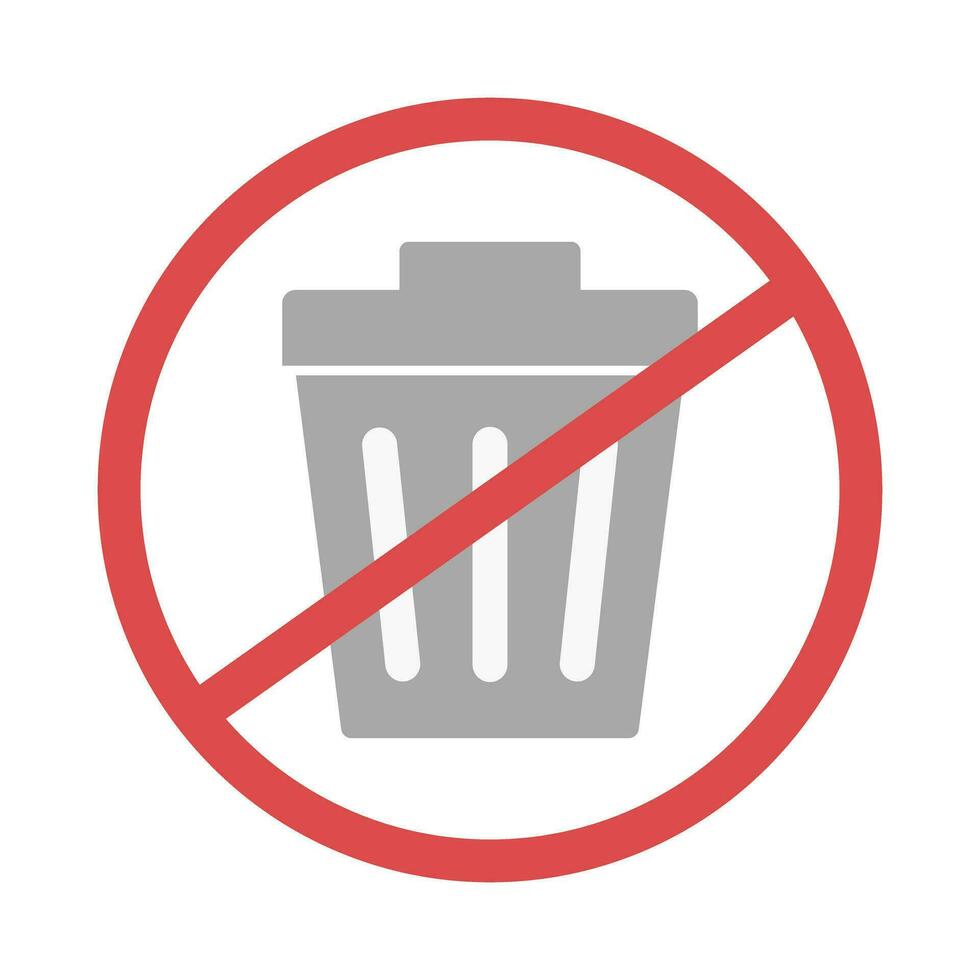 No dumping of trash in trash can. Vector. vector