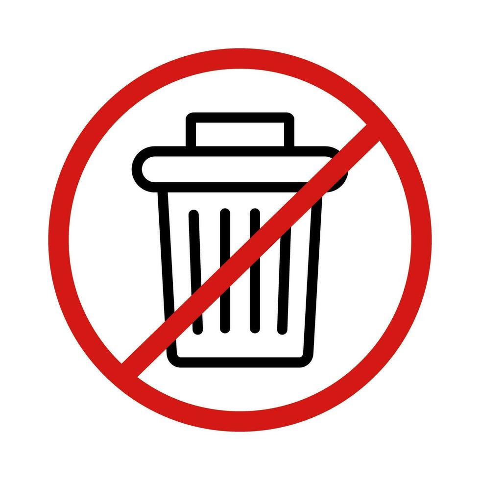 Trash can't be thrown away icon. No dumping. Vector. vector