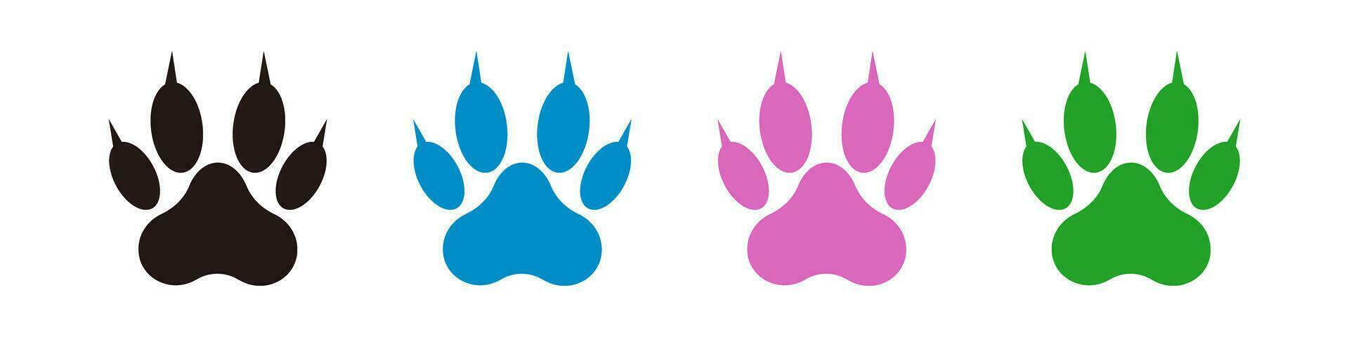 Paw icon set with claws. Pet footprints. Dogs and cats. Vector. vector