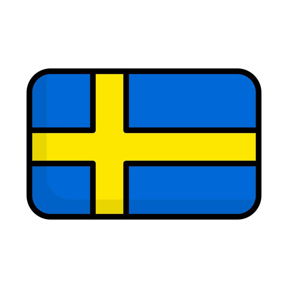 Flat design Swedish flag icon. Vector. vector