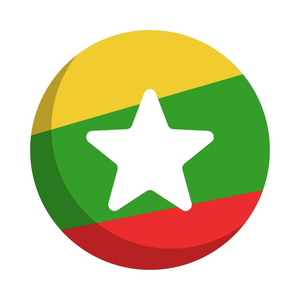 Circular Myanmar flag icon. Vector. vector