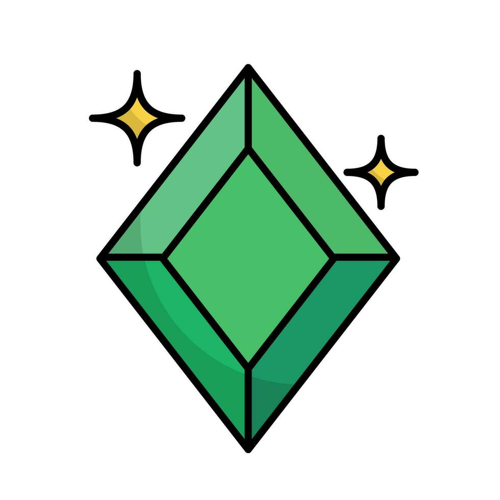 Glittering green gemstone icon. Vector. vector