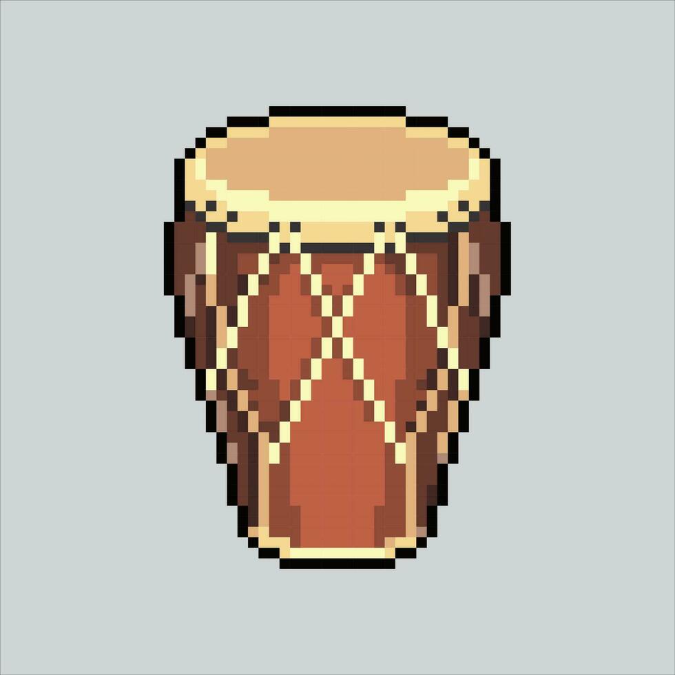 píxel Arte ilustración kendang. pixelado gendang. Kendang tradicional tambor música icono pixelado para el píxel Arte juego y icono para sitio web y vídeo juego. antiguo colegio retro vector