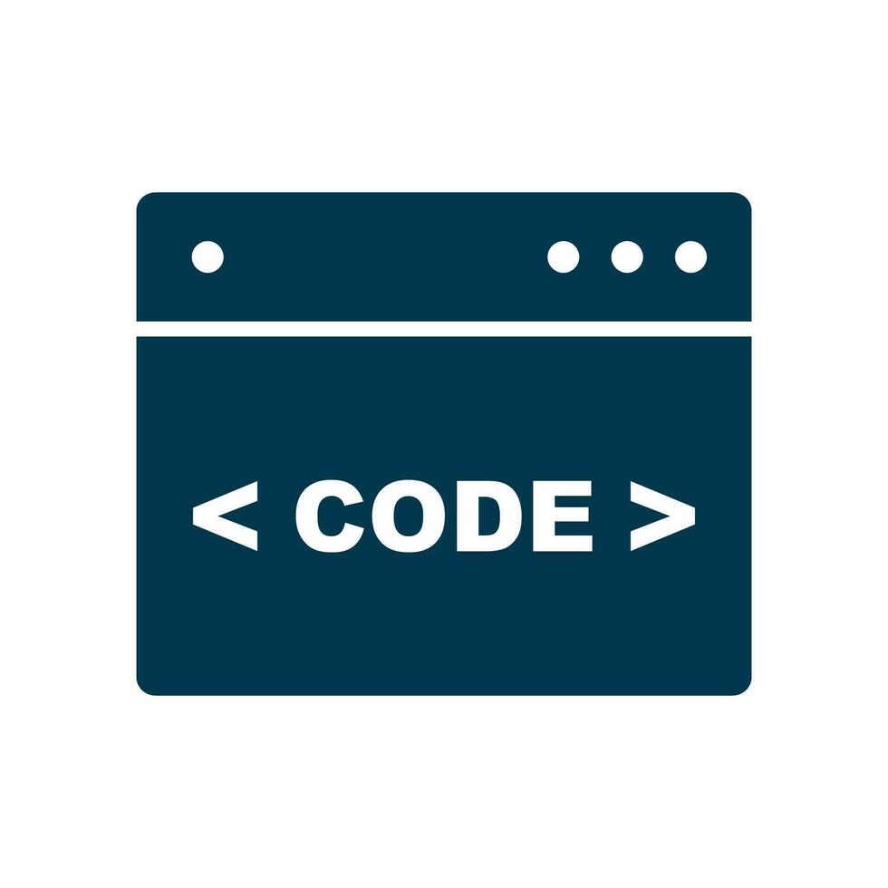 Programming code and browser window silhouette icon. Source code. Vector. vector