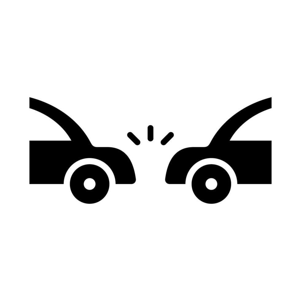 sencillo coche tráfico accidente silueta icono. vector. vector