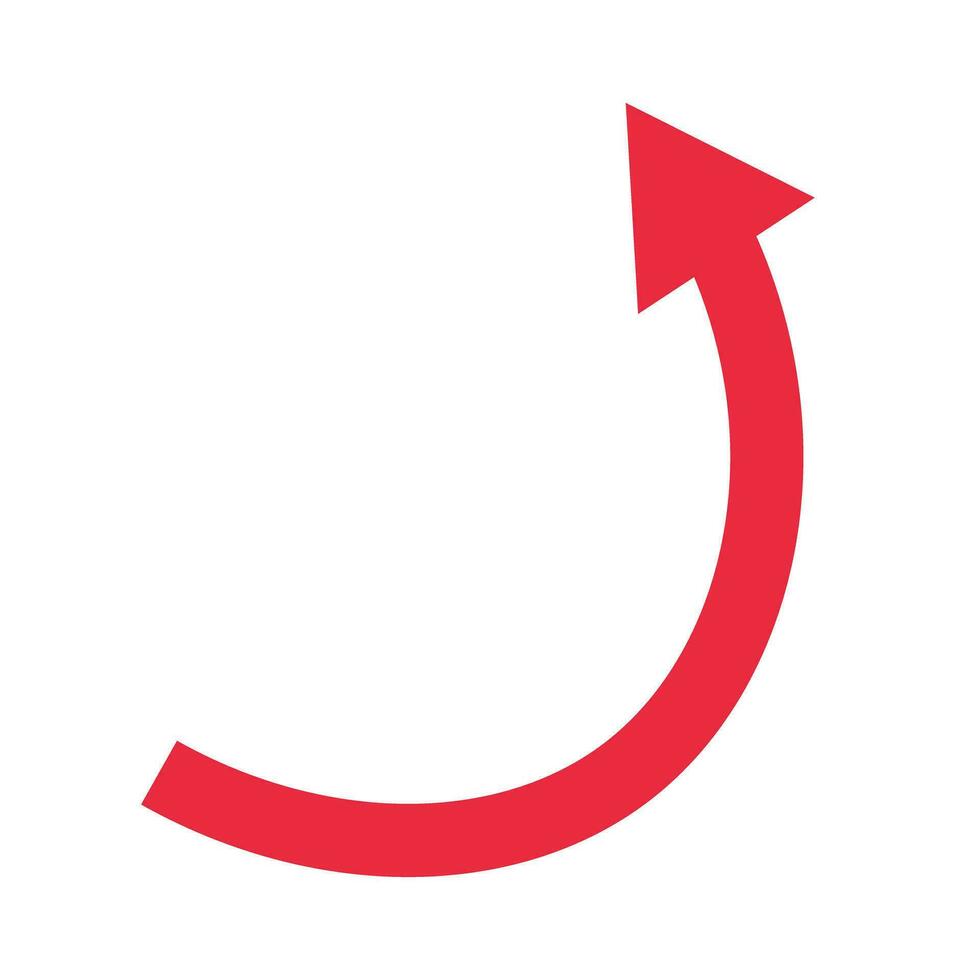 Curving and ascending red arrow. Growth or increase. Vector. vector