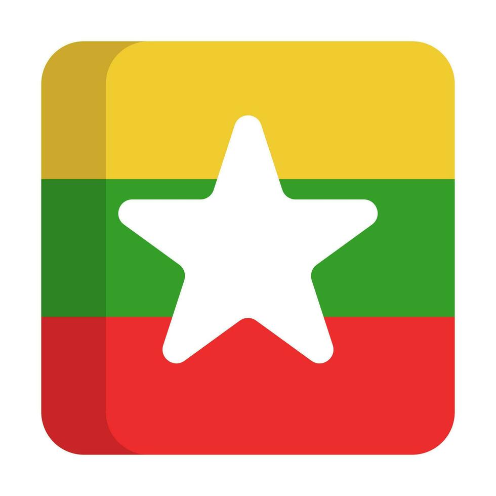 Square Myanmar flag icon. Vector. vector