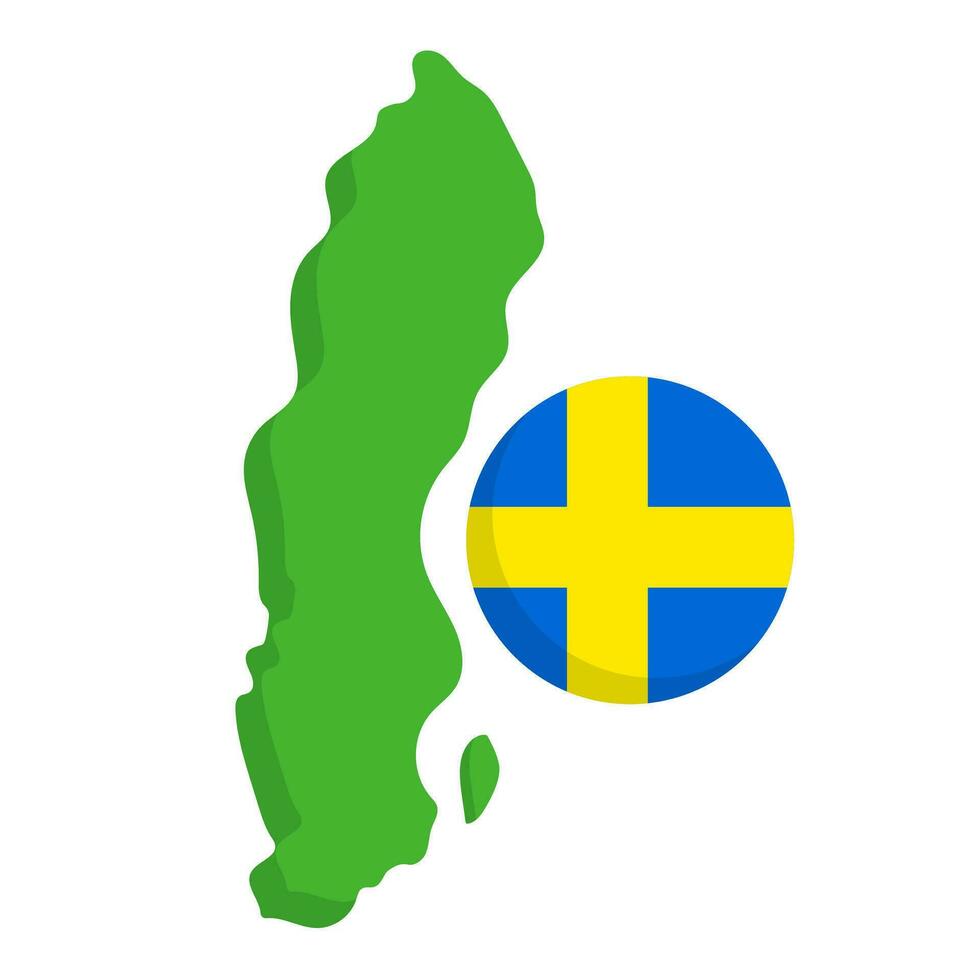 Swedish map and Swedish flag icon. Vector. vector