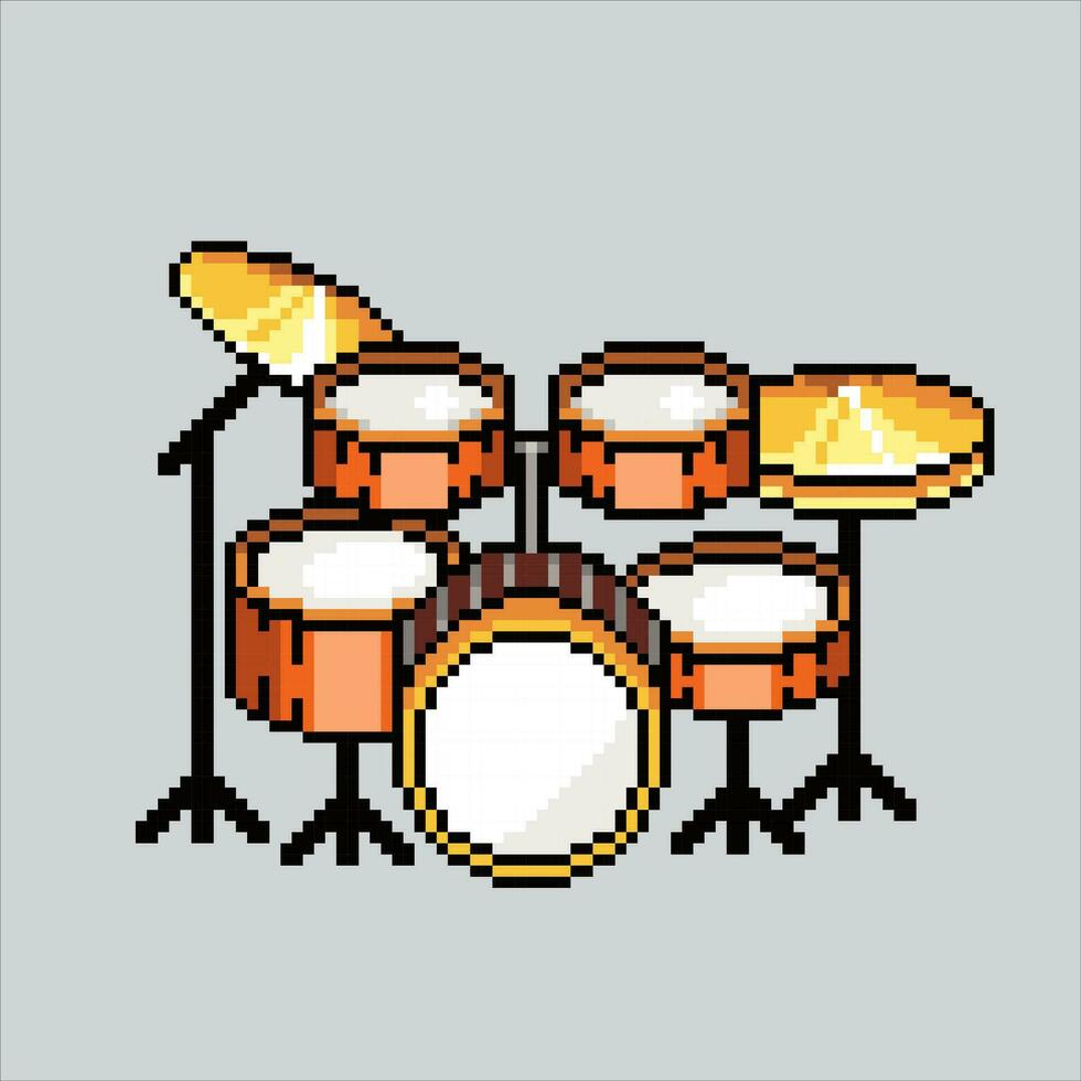 píxel Arte ilustración tambor colocar. pixelado tambor colocar. tambor conjunto instrumento música icono pixelado para el píxel Arte juego y icono para sitio web y vídeo juego. antiguo colegio retro vector