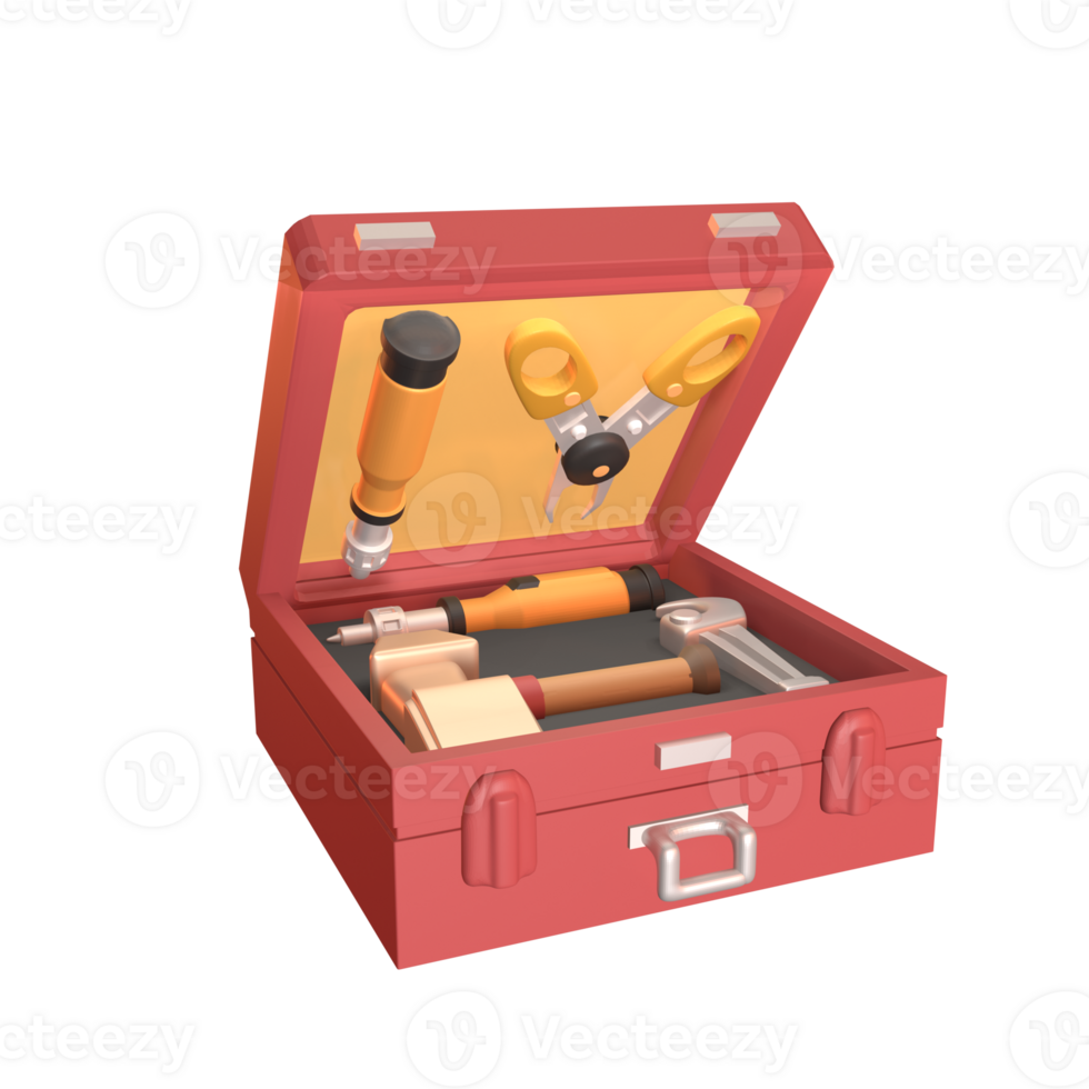 3D icon toolbox rendered isolated on the transparent background png