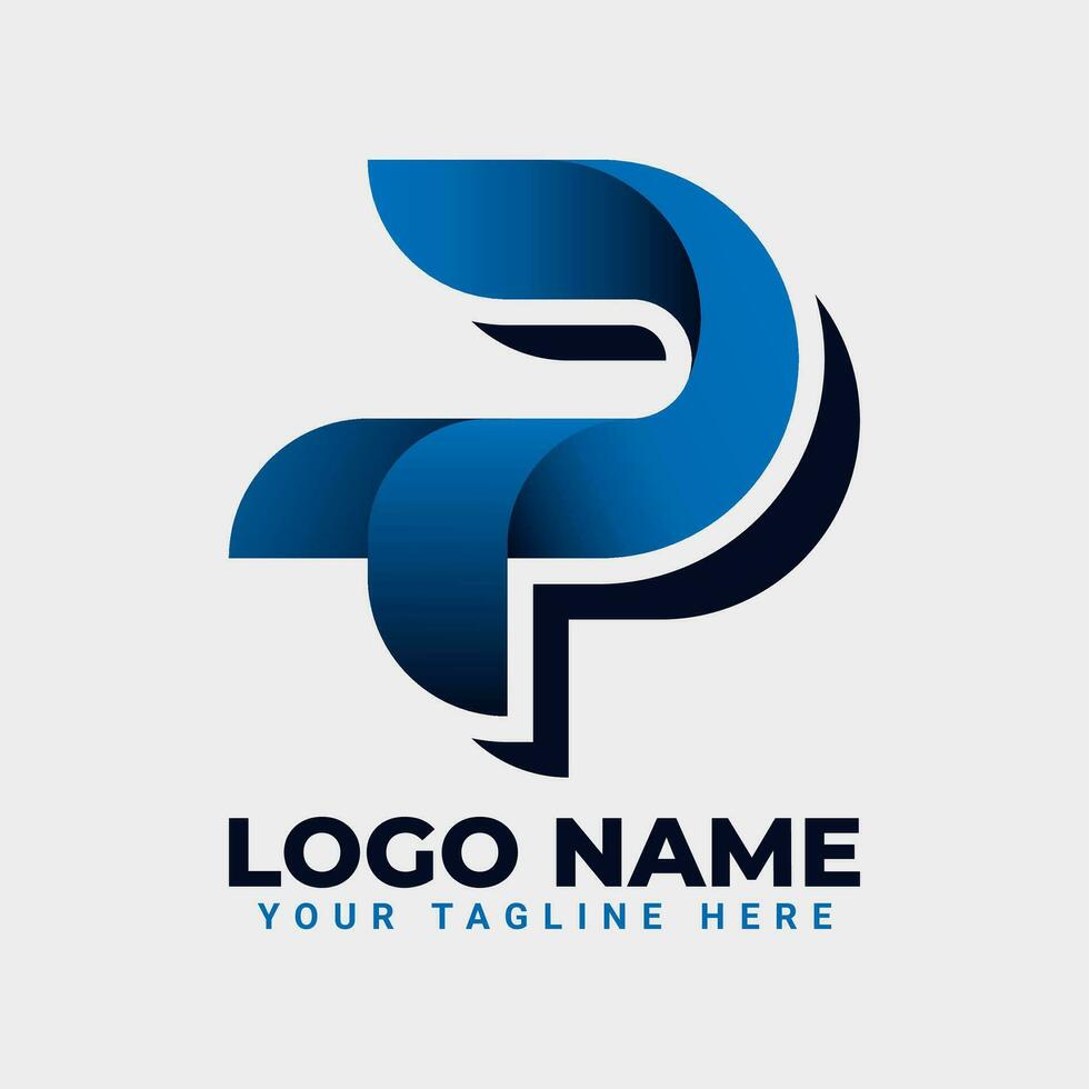 letter logo p blue color vector