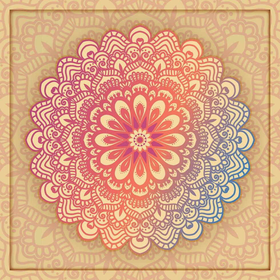 Mandala in Gradient Color with Pastel Color Background vector