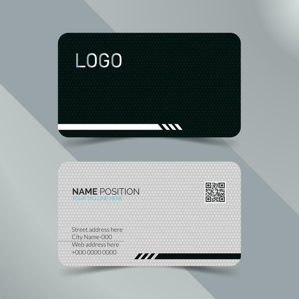 Dark and white modern creative business card template design. Unique shape modern visiting card layout. vector