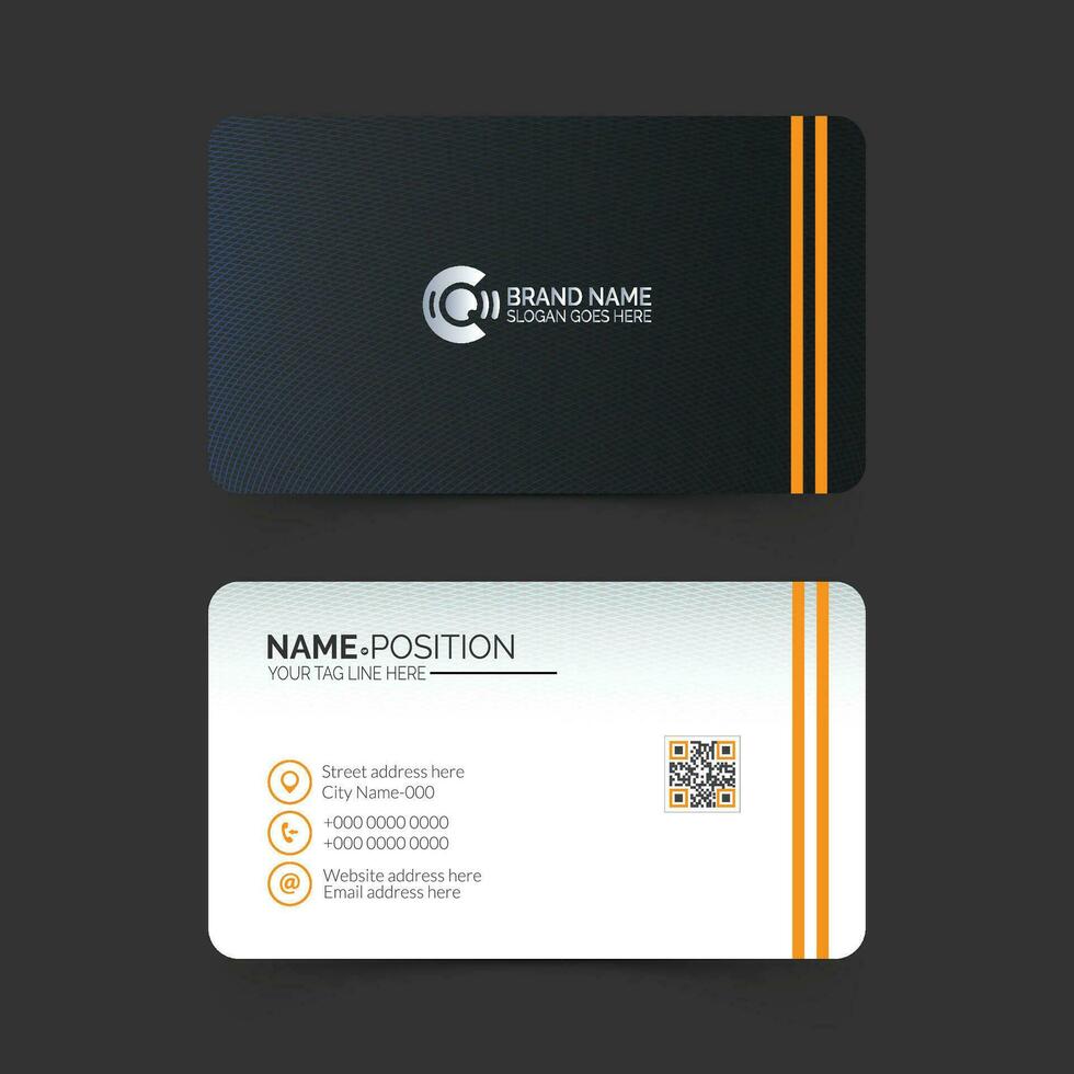 Dark and white modern creative business card template design. Unique shape modern visiting card layout. vector