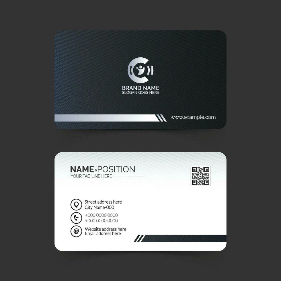 Dark and white modern creative business card template design. Unique shape modern visiting card layout. vector