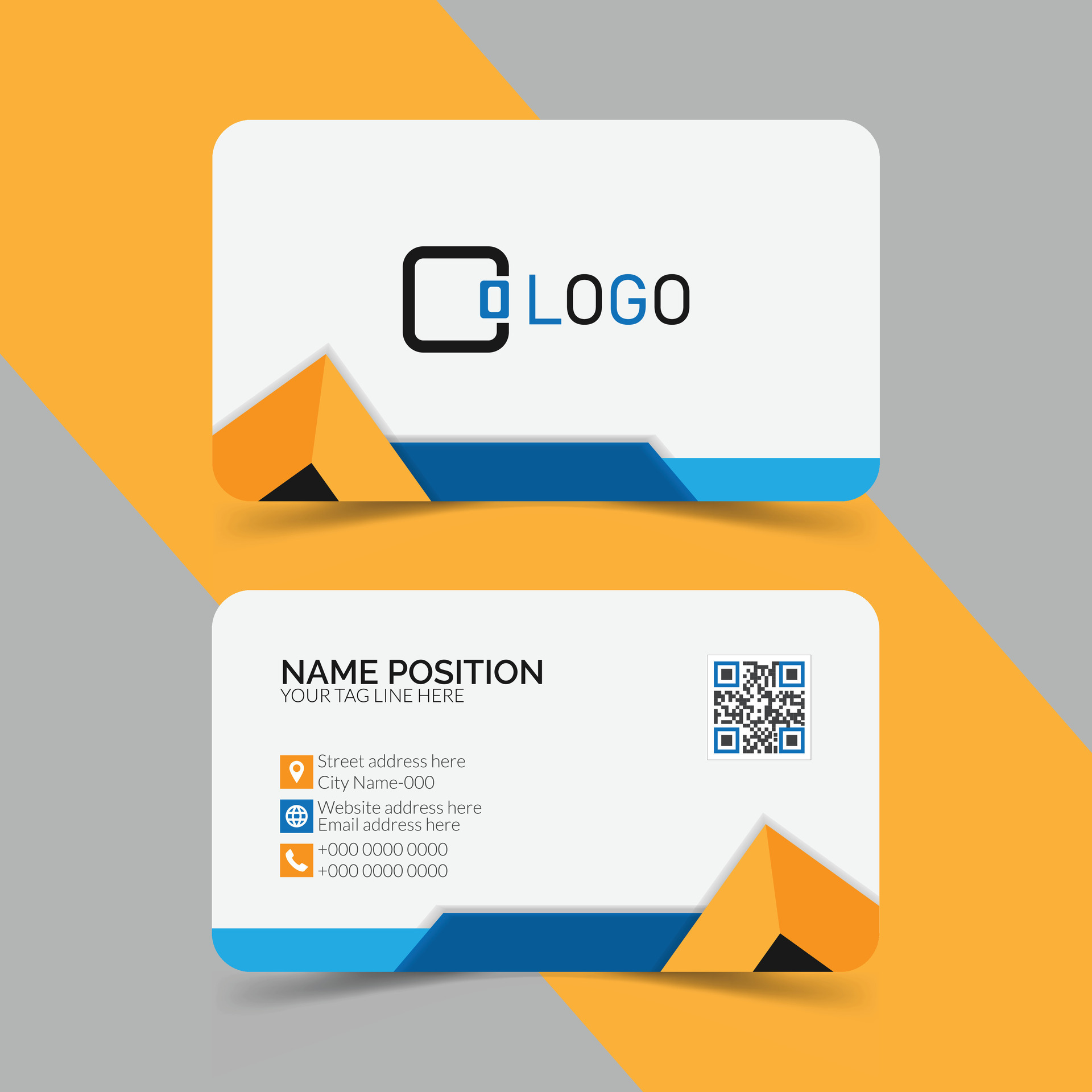 Clean and Stylish business card template, Horizontal name card, Elegant