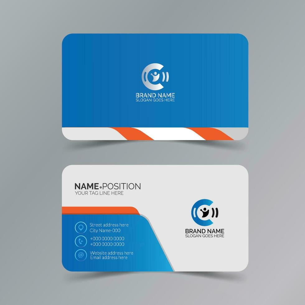 Modern creative blue and white business card and name card,horizontal simple clean template vector design with mockup and background