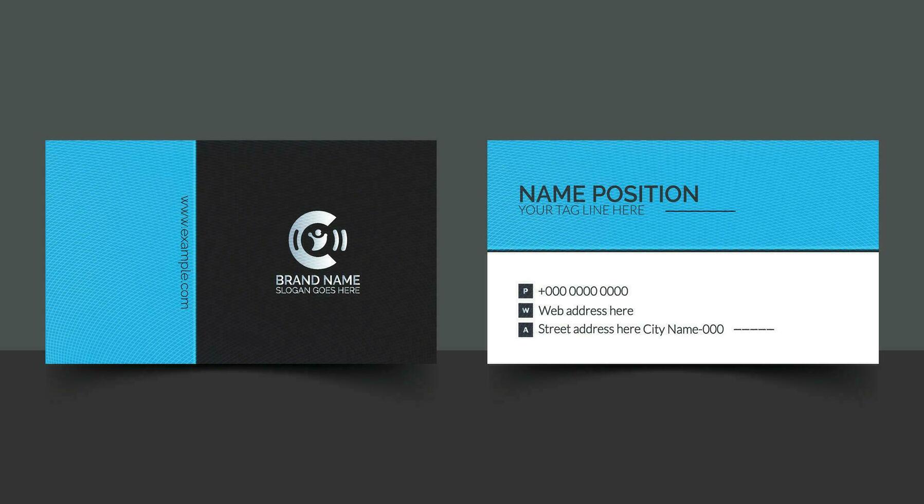 Modern creative blue and white business card and name card,horizontal simple clean template vector design with mockup and background