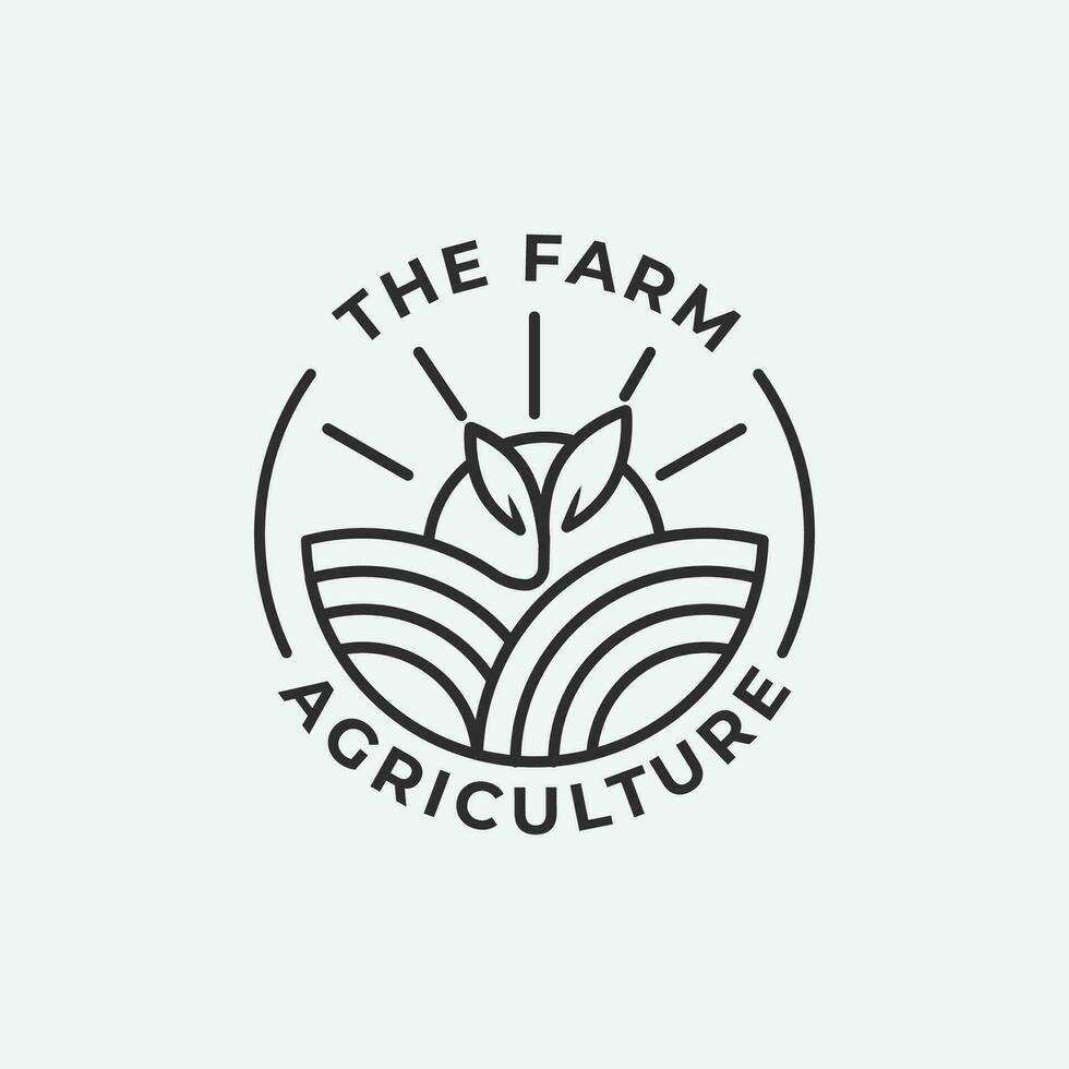 Agriculture logo icon line art design, farm logo simple illustration. vector