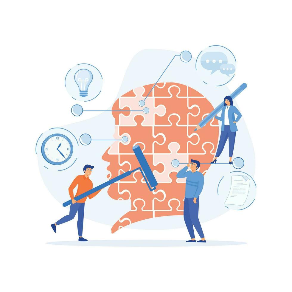 online assistant at work. working together in the company, brainstorming, flat vector modern illustration
