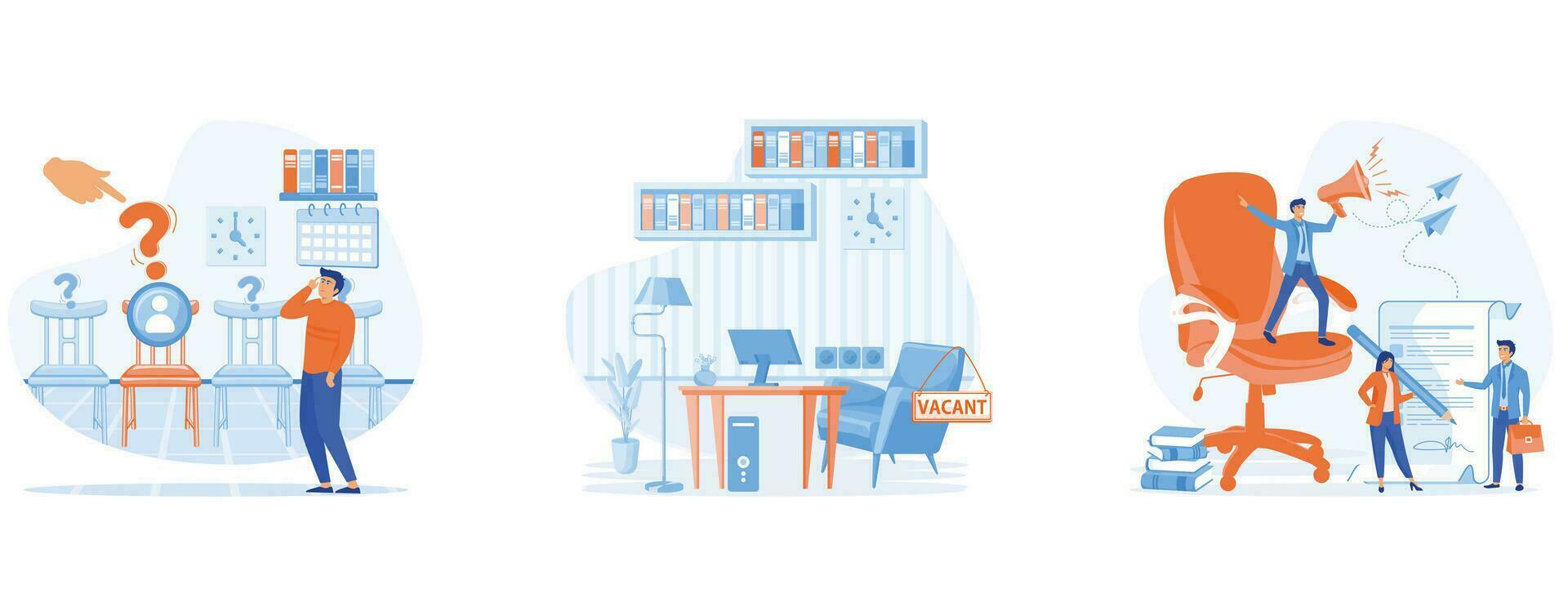 Corporate employee wanted. Search for new talent and best candidate for business ,  Job opportunity, set flat vector modern illustration