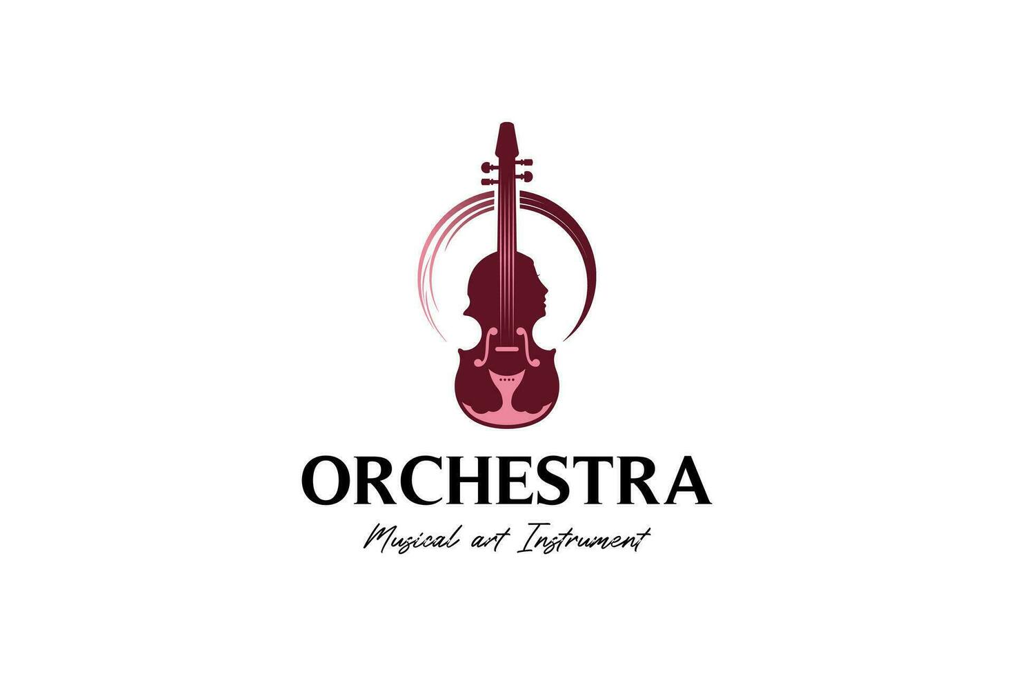Orchestra violin music logo silhouette, vector music art illustration design