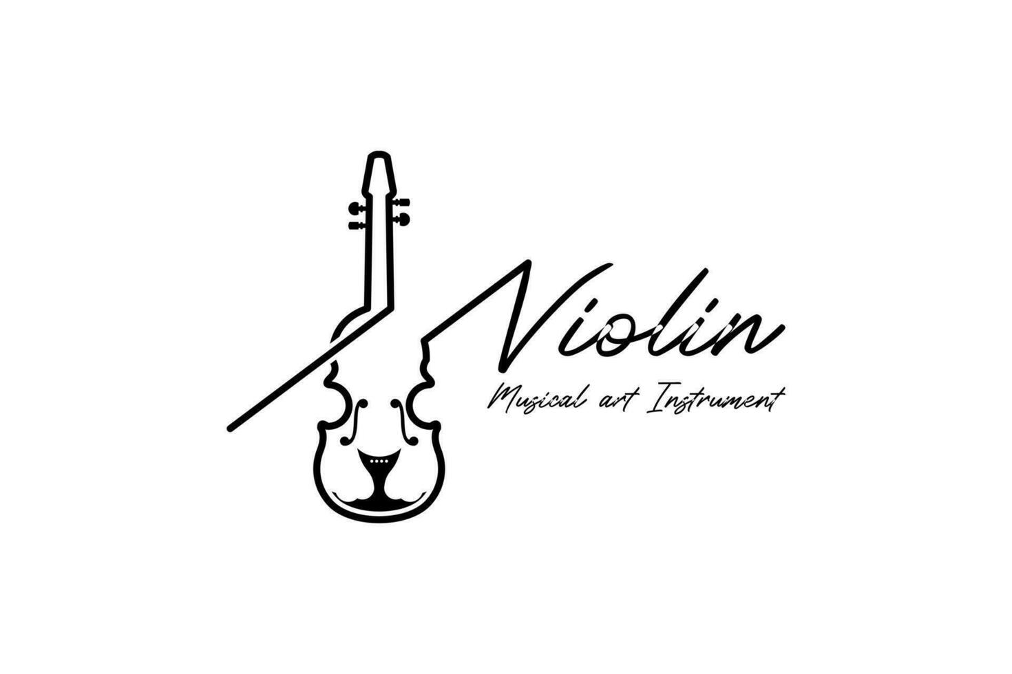 Violin music logo vector illustration design with modern creative line art style