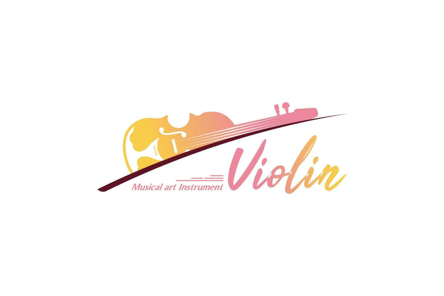 Orchestra violin music logo template, music art illustration design vector