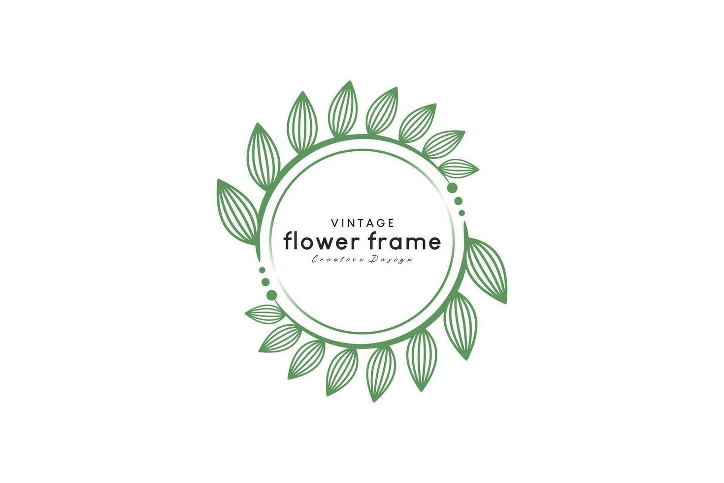 Vector nature green circle flower frame logo for business design badges, labels, logos and branding