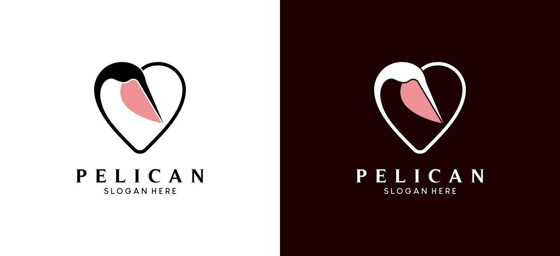 Pelican logo design vector illustration with creative love concept