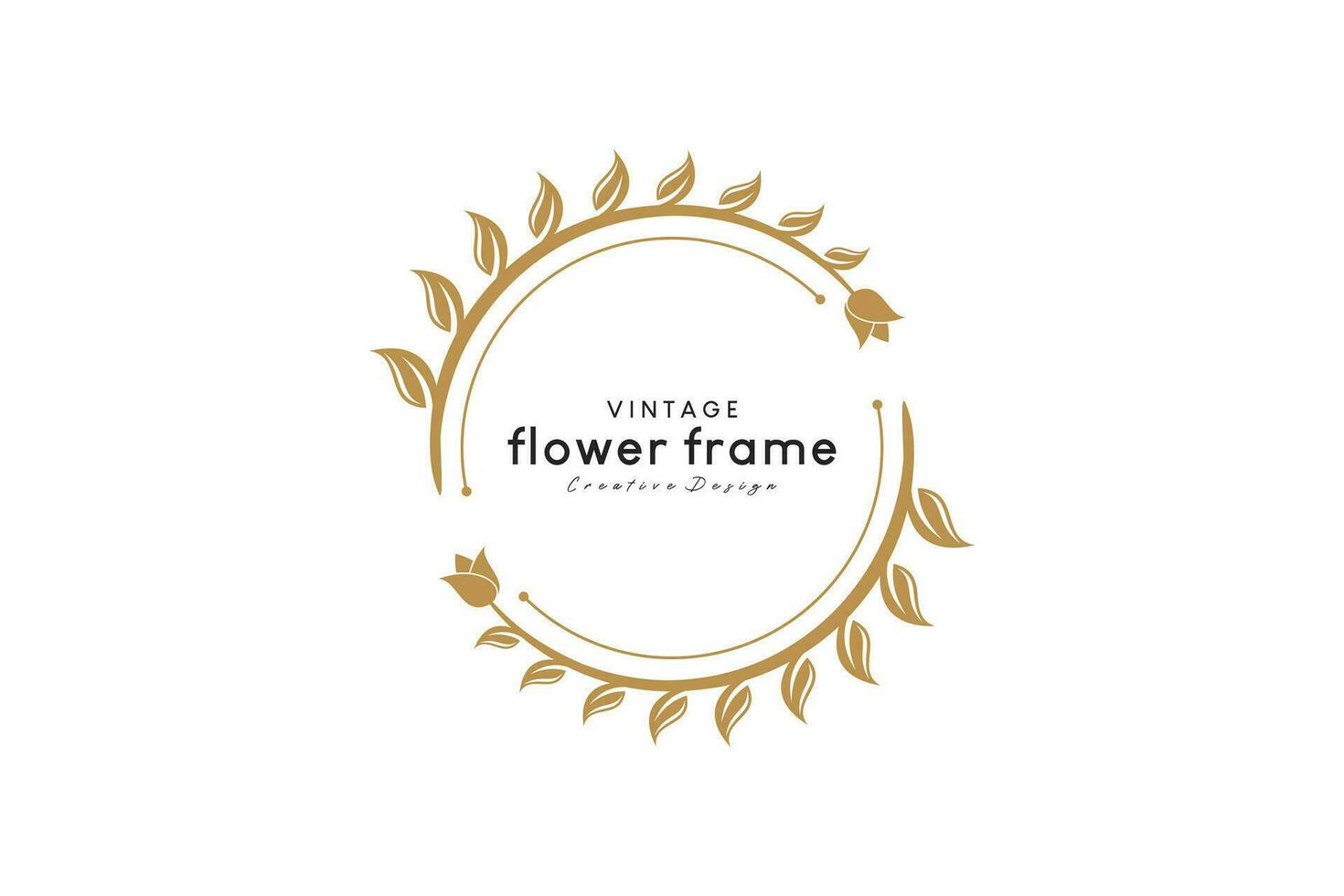 Minimalist luxury circle floral frame vector logo for business design badges, labels, logos and branding