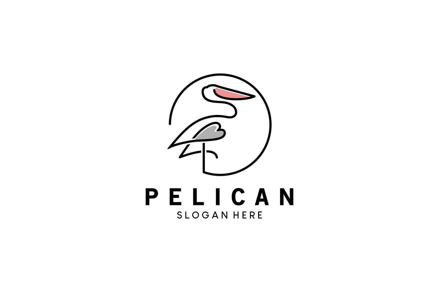 Pelican logo design vector illustration with minimalistic creative line art