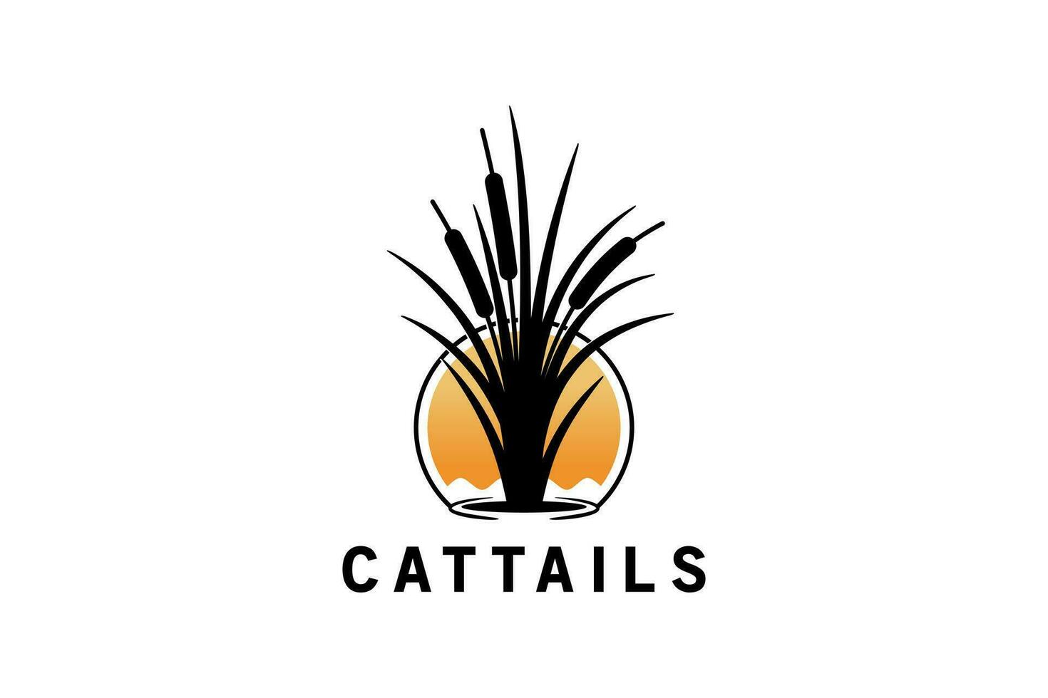 Creative abstract sunset cattail logo design vector